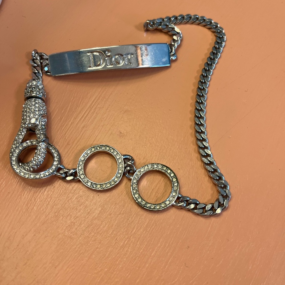 RARE Christian Dior John Galliano Silver Tone Chain Necklace.